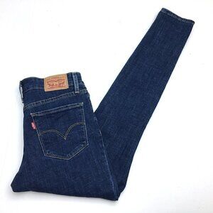 Levi's 711 Women's Skinny Jeans Dark Wash Stretch Distressed size 25 length 30"